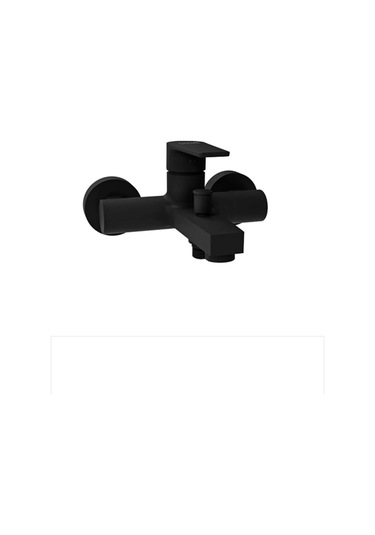 İsaoğlu Yapı Siyah Banyo Bataryası Mat Siyah Kare Banyo Musluğu Pirinç Malzeme Büyük Kare Model Siyah