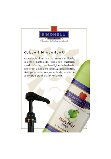 Simoenlli Kahve Şurubu Yeşil Elma 700 ML + Pompa Simonelli