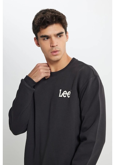 Lee Regular Fit Normal Kesim %100 Pamuk Bisiklet Yaka Antrasit Sweatshir 001