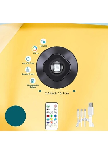 Xuweiwei 6 Adet Disk Işıklar Led Işıklar Dolap Altı Işıkları Şarj Edilebilir 1000mah Pil Rgb Işıklar Usb Şarj Ahşap