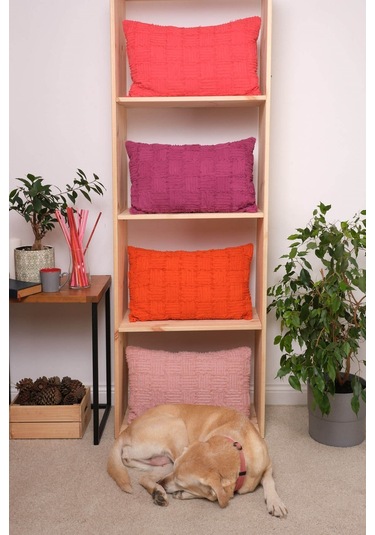 Peraluna Foam Pıllow Şifon Şerit Triko Yastık Kılıfı 60x40 Cm Turuncu - Turuncu