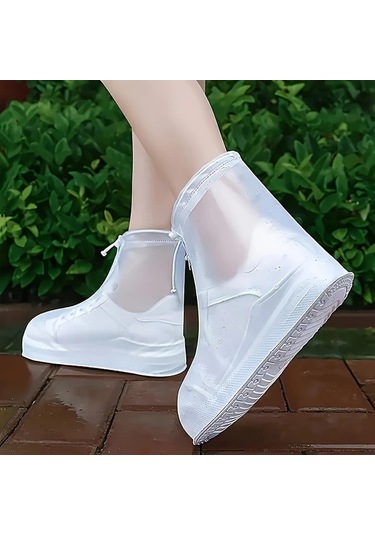 Willowhaven 2 Çift Beyaz Donuk Non-slip Su Geçirmez Fermuarlı Sığır Derisi Yağmur Çizmeleri Erkek Kadın Altın