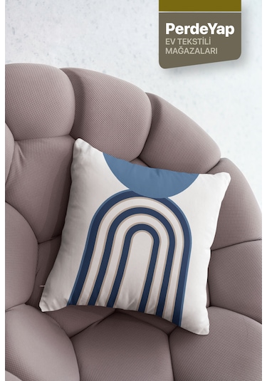 Beyaz Zemin Üzerine Lacivert Geometrik Desenli 4lü Dijital Baskıl