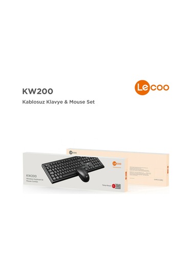 Lecoo Kw200 Kablosuz Klavye & Mouse Set Siyah Optik