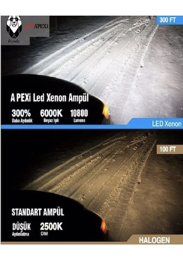 Apexi Zenon H1 Led Xenon Şimşek Etkili -10800 Lm 6000k- Şimşek