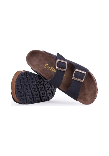 Slazenger Lens Erkek Çift Toka Günlük Terlik Siyah Nubuk Çok Renkli