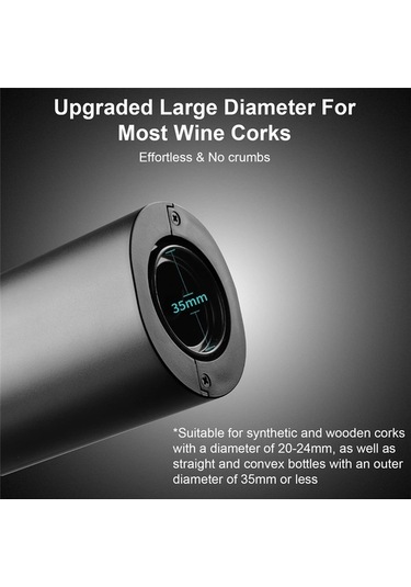 Moly Elektrikli Şarap Açacağı Yeniden Kullanılabilir Otomatik Şarap Aksesuarları Siyah Siyah