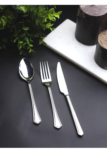 Petra 6 Kişilik 18 Parça Tatlı Çatal Kaşık Bıçak Takımı Metal