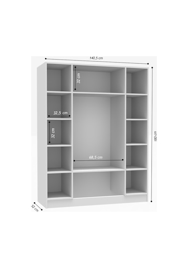 Bohem 4 Kapak 2 Çekmece Aynalı Gardırop Mdf Kapak Beyaz