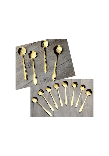 8 Adet Çiçek Paslanmaz Çelik Kahve Çay Bardağı Kaşık Çay Kaşığı Mutfak Aracı Hediye Gümüş