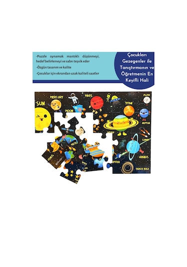 Doerkids Dev Gezegenler Puzzle Jumbo Yer Puzzle Eğitici Solar Sistem 24 Parça Gezegenler Eğitici Puzzle