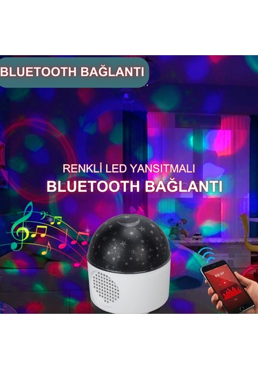 Usb'li Bluetooth Bağlantılı Hoparlör Projektör Led Yansıtma Rgb
