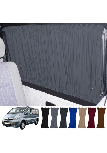 Pandami Opel Vivaro A 2001-2014 Uyumlu Gri Raylı Oto Perde Takımı