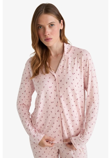 Defacto Pijama Takımı Regular Fit Desenli Uzun Kollu Üst Uzun Alt-fall İn Love G0228ax25aupn364 Pembe-pn364