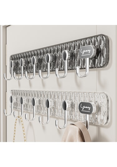 Springsun Şeffaf 6'lı Zımba - Özel Yapışkanlı, Delme Yok, Duvar/kapı Uygun, Giysi/havlu/çamaşır Asma, Dayanıklı Malzeme, Dormitorio/mutfak Kullanıma Uygun Diğer