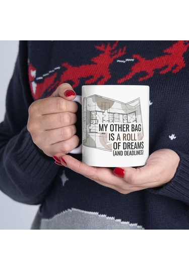 Mimarlara Özel Sanatsal Kupa Bardak Tasarım Ve Kahve Tutkunları İçin Hediyelik Bardak Beyaz