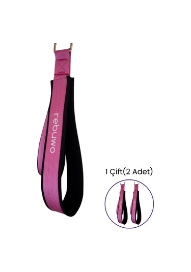 Rebuwo Pilates Elcik Reformer Yoga Pilates Tutma Aparatı Pembe Kadife Kumaş & Metal D Tokalı 1 Çift