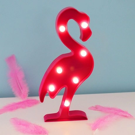 Led Işıklı Flamingo Gece Lambası Açık Kahverengi