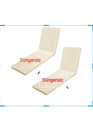 2 Ad Macur Oğlu Süngersiz Şezlong Minderi Kılıfı Fermuarlı Su Geç