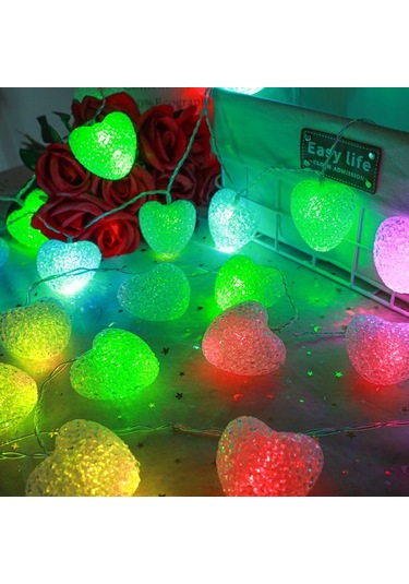 Sones 1.2m Led Aşk Yanıp Sönen Işık Dize Su Geçirmez Pil Kutusu Dekorasyon Işıkları 10 Işık Rengi