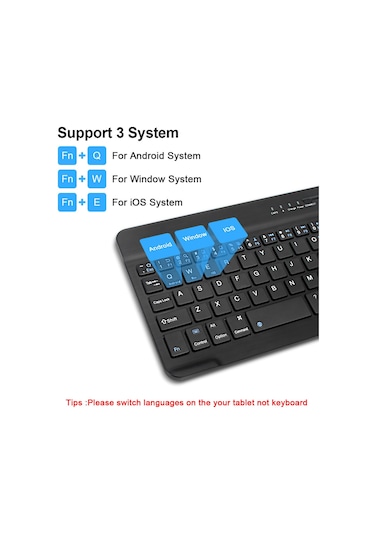 Monyee Almanca Desteği 3 Sisteme Geçişli Evrensel Bluetooth Klavye Fare Seti - Telefon, Tablet Ve İpad Uyumlu Kablosuz Taşınabilir Diğer