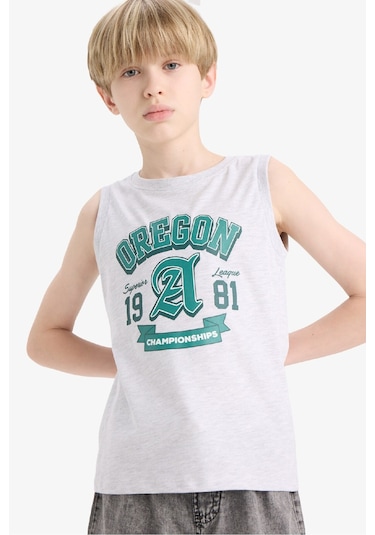 Defacto Erkek Çocuk Bisiklet Yaka Baskılı Atlet E4185a825hsgr400 Gri