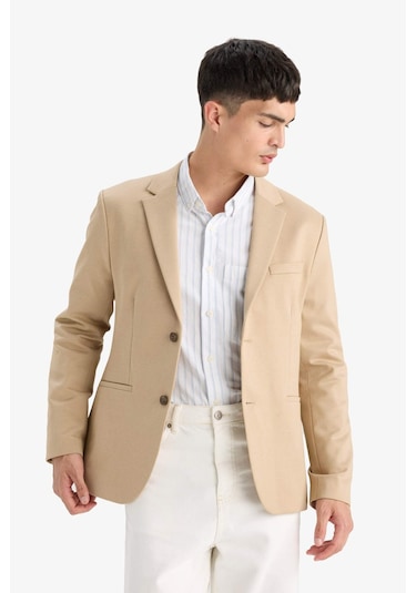 DeFacto Slim Fit Dar Kesim Astarlı Blazer Ceket W9254AZ25SPBG193 DeFacto Slim Fit Dar Kesim Astarlı Blazer Ceket W9254AZ25SPBG193