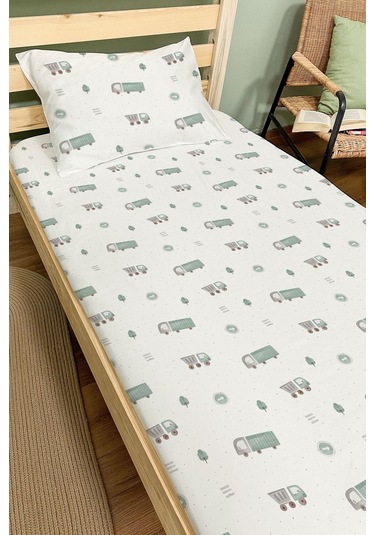 Organik Tek Kişilik Lastikli Çarşaf Seti - Şehir Macerası Renkli