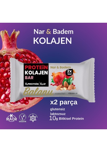 Meyveli Protein Bar Kolajen Nar & Badem 55 Gr