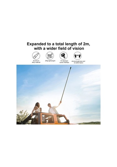 Tongxida Puluz 2m Metal Selfie Çubuğu Insta360 One Rs / X2 / X3 / X4 Siyah