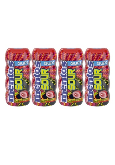 Mentos New Sour Gum Çilek Aromalı Draje Sakız 4 x 30 G