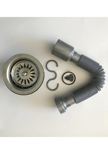 Donau Körüklü Çöpmak Evye Gider Sifonu Geniş Kafalı Gri