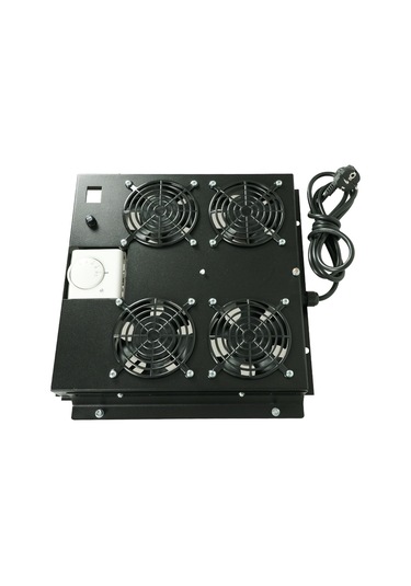 Canovate 4Lü Rack Kabinet Fan Modülü Termostatlı Ral 9005 Siyah