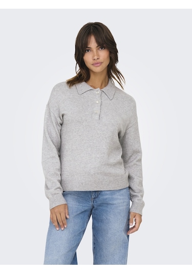 Only Bayan Polo Yaka Sweatshirt 15356689 Gri