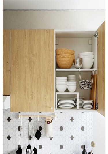 Ikea Meşe Pratik Mutfak Dolabı 220x61x220 Cm Meşe Görünümlü