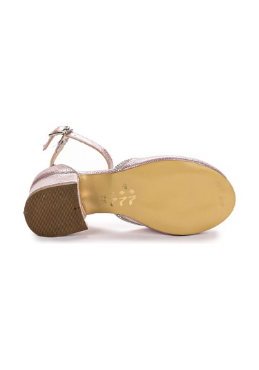 Kiko Kids 771 Taşlı Kız Çocuk 5 Cm Topuklu Sandalet Ayakkabı Pudra