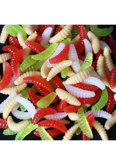 Valkyrie 200 Adet 2,4cm Yumuşak Silikon Kurtçuk Olta Balık Yemi - 4 Farklı Renk - Fosforlu