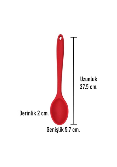 Burcummm Silikon Uzun Karıştırma Kaşığı Kırmızı Çok Renkli
