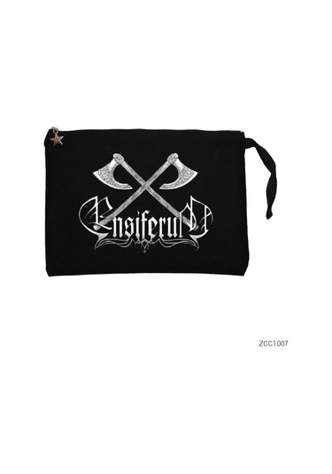Ensiferum Siyah Clutch Astarlı Cüzdan / El Çantası