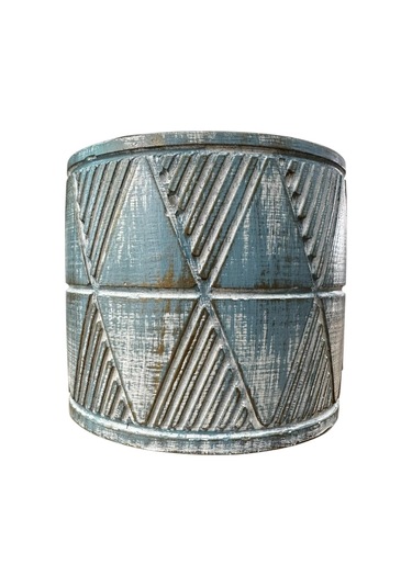 Bitki Tasarımı Ev Dekorasyon Mavi Eskitme Piramit Beton Saksı Çiçeklik Saksılık