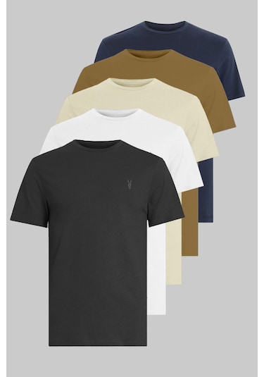 Kozik Standart Fit Bisiklet Yaka Erkek Tişört 5'li Çok Renkli 011 Çok Renkli