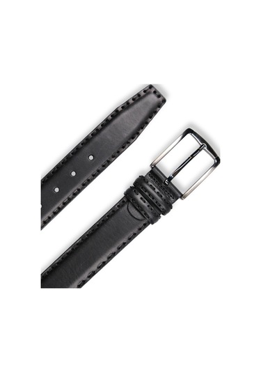 Mft Leather Hakiki Deri Erkek Kemer Saraç Dikiş, 4 Cm, Siyah 7601 Siyah