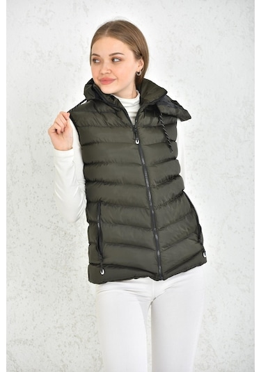 Wapp Unisex Haki Mikro Jel Dolgu Çıkarılabilen Fermuarlı Kapü Çok Renkli