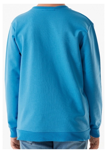 Erkek Çocuk La Yazı Desenli Mavi Renk Sweatshirt Mavi