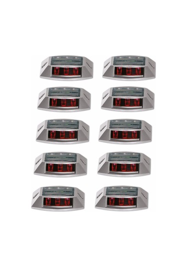 10 Adet Güneş Enerjili Solar Yol Butonu Kırmızı-evelux 11920 Slk