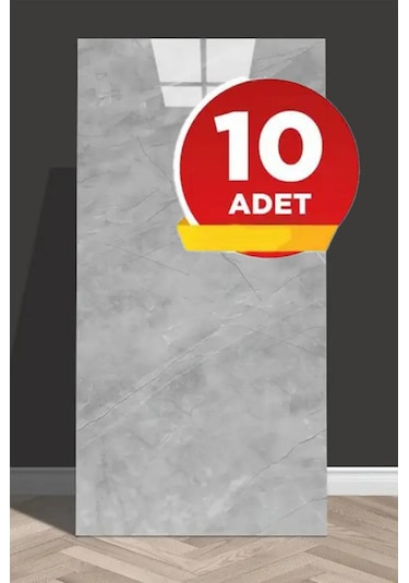 10 Adet 60x30 Kendinden Yapışkanlı Gri Pvc Duvar Paneli Gri