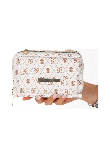 Bizoon Np285 Kadın ,desenli Telefon Bölmeli Çapraz Askılı Omuz Çantası Beyaz