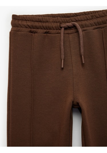 Koton Pamuklu Beli Lastikli Şardonlu Jogger Basic Eşofman Altı Kahverengi 7wkb40023tk Kahve