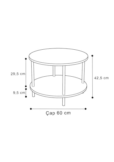 Yuvarlak Orta Sehpa Gazetelik Ahşap Ayaklı Sehpa -çam