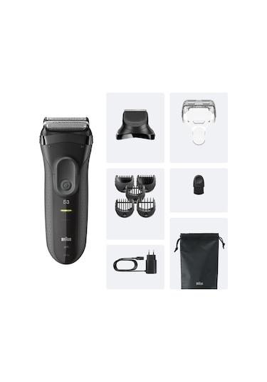 Braun Series 3+ Elektrikli Tıraş Makinesi, Kuru, 3000bt 1 Saat